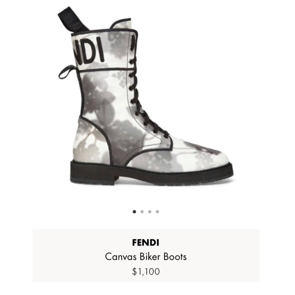 Fendi Logo Canvas Combo Boots